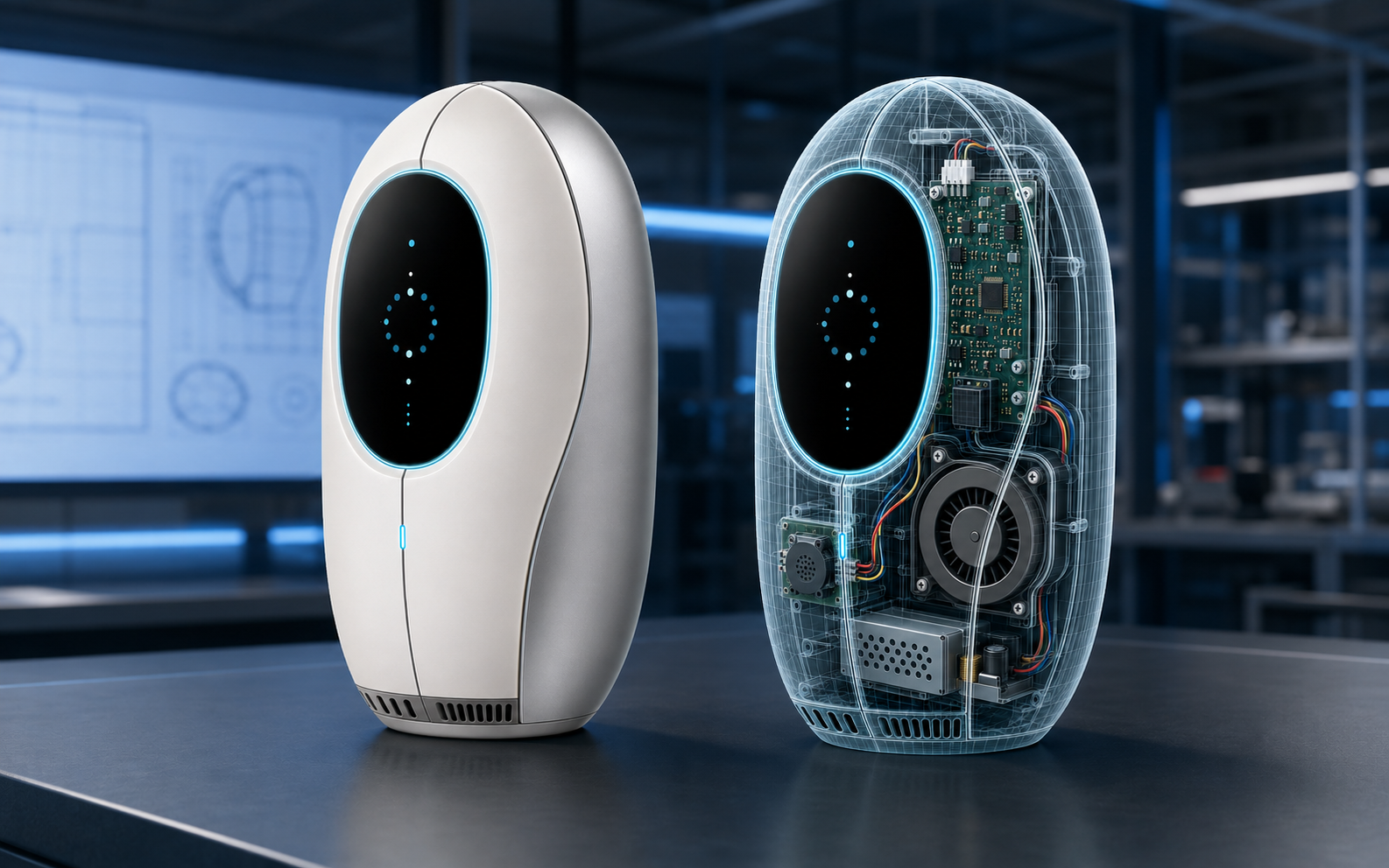 A digital 3D visualization of the exterior and internal product architecture