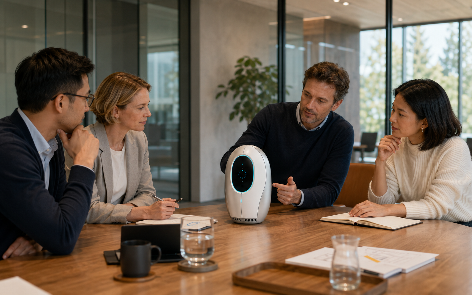Customer reviewing the working prototype in a meeting
